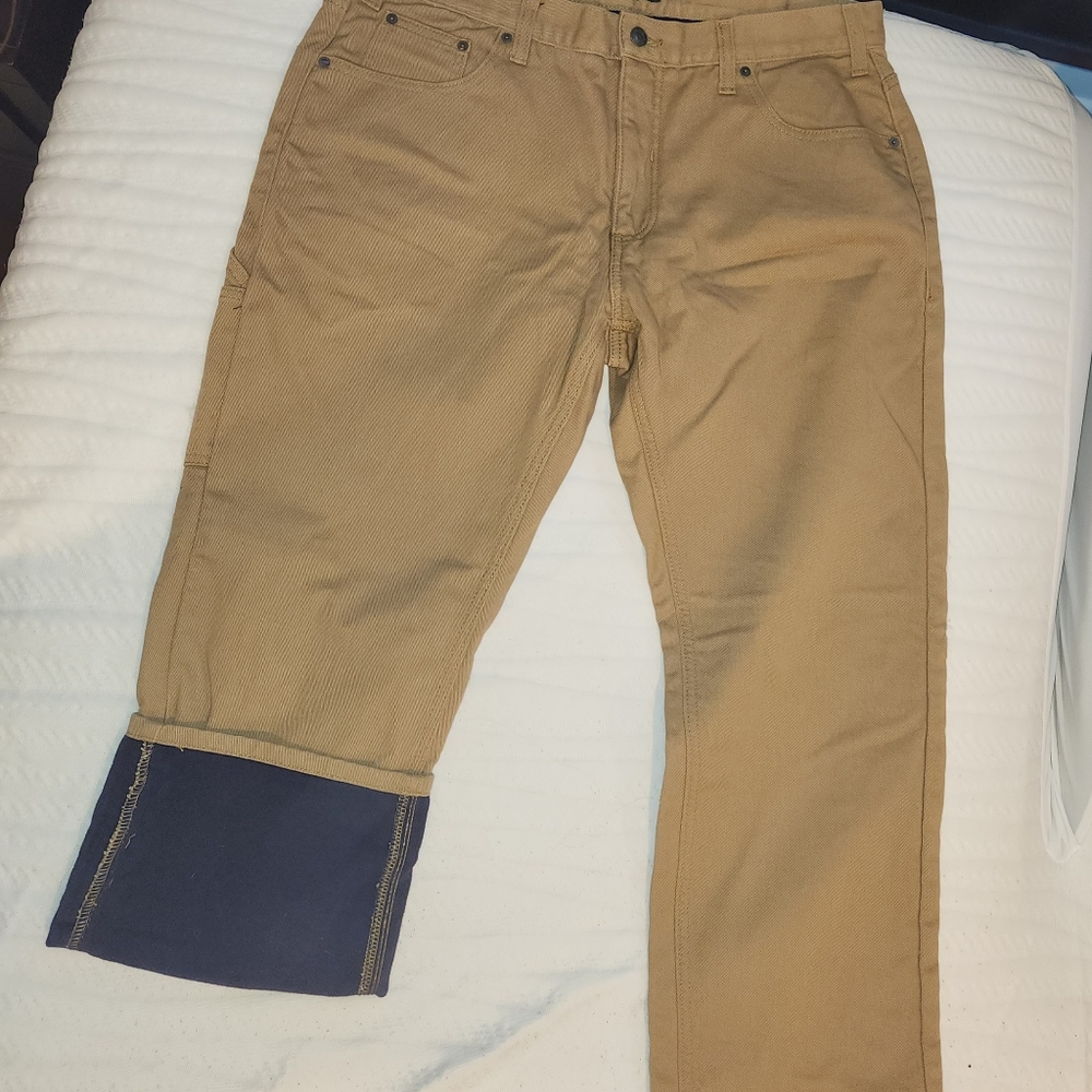 Fleece lined khaki jeans